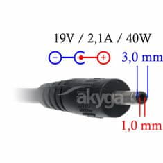 Akyga Nabíjačka na notebook 19V/2.1A 40W 3.0x1.0 mm pre SAMSUNG