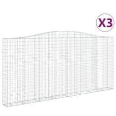 Vidaxl Oblúkové gabiónové koše 3ks 400x30x180/200cm pozinkované železo