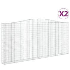 Vidaxl Oblúkové gabiónové koše 2ks 400x30x180/200cm pozinkované železo