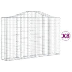 Vidaxl Oblúkové gabionové koše 8 ks 200x30x120/140 cm pozink. železo