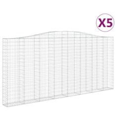 Vidaxl Oblúkové gabiónové koše 5ks 400x30x180/200cm pozinkované železo