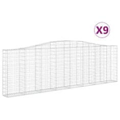 Petromila vidaXL Oblúkové gabionové koše 9 ks 400x30x120/140 cm pozink. železo