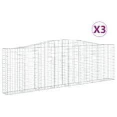 Petromila vidaXL Oblúkové gabionové koše 3 ks 400x30x120/140 cm pozink. železo