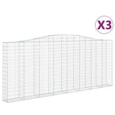 Vidaxl Oblúkové gabiónové koše 3ks 400x30x160/180cm pozinkované železo