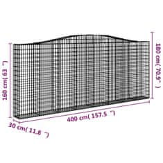 Vidaxl Oblúkové gabiónové koše 5ks 400x30x160/180cm pozinkované železo