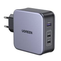 Ugreen CD289 GaN sieťová nabíjačka 2x USB-C / USB 140W + kábel USB-C, strieborná