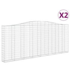 Vidaxl Oblúkové gabiónové koše 2ks 400x30x160/180cm pozinkované železo