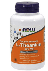 NOW Foods L-Theanine s Inozitolom Double Strength, 200 mg, 120 rastlinných kapsúl