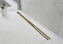 Mexen MEXEN Flat nerezový sprchový žľab s rotačným 360° sifónom 160 cm, vzor SLIM, zlatá, 1541160