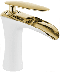 Mexen Lyra umývadlová batéria, biela-zlatá, 745300-25