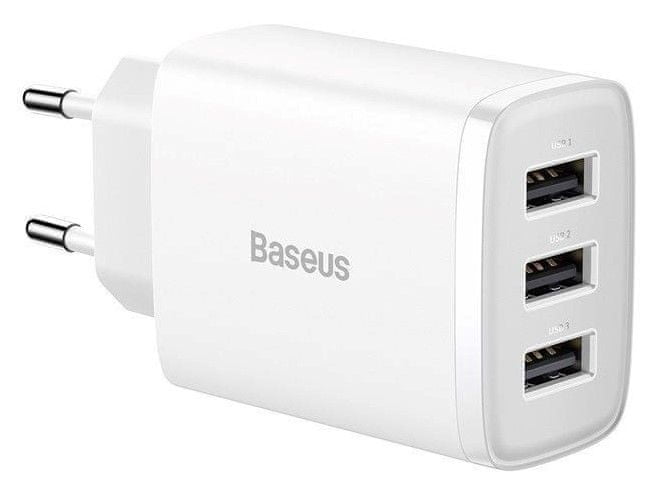 BASEUS Nabíjačka do siete Compact 3xUSB 17W CCXJ020102, biela