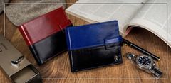 Rovicky Vertikálna dvojfarebná RFID skladacia kožená peňaženka