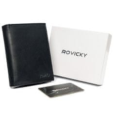 Rovicky Skladacia, vertikálna pánska peňaženka s vreckom na zips, prírodná koža
