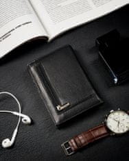 Rovicky Úhľadná pánska peňaženka z prírodnej kože, čierna, RFID ochrana