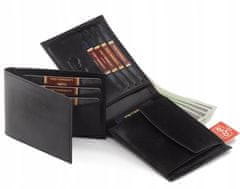 Peterson Dvojdielna čierna peňaženka z prírodnej kože + puzdro