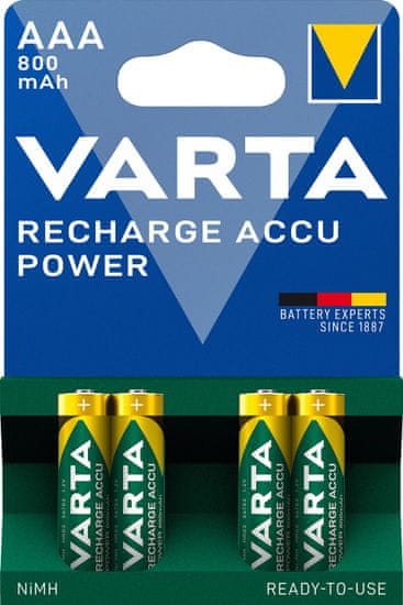 VARTA nabíjecí batérie Power AAA 800 mAh, 4ks