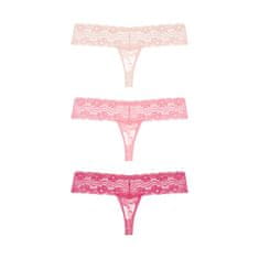 Underneath Rose Thongs Set 3ks (Pink), komplet tangá s kvetinovým vzorom L/XL