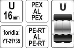 YATO Náhradné čeľuste k lisovacím kliešťam YT-21735 typ U 16mm