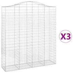 Vidaxl Oblúkový gabionový kôš 3 ks 200x50x220/240cm pozinkované železo