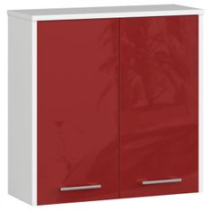 Akord Závesná kúpeľňová skrinka Fin 60 cm biela/červený lesk