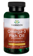 Swanson Omega 3 s vitamínom D, 60 softgel kapsúl