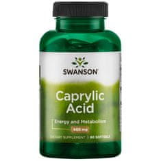 Swanson Caprylic Acid (Kyselina kaprylová), 600 mg, 60 kapsúl