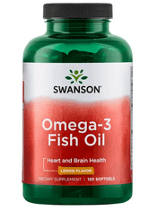 Swanson Omega 3 (rybí olej), Citrón, 150 softgelových kapsúl