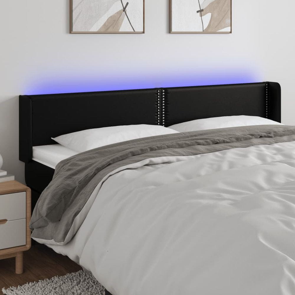 Vidaxl Čelo postele s LED čierne 183x16x78/88 cm umelá koža