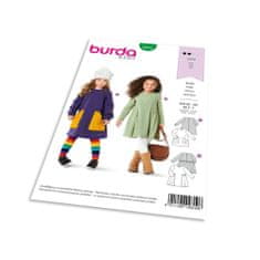 Burda Strih Burda 9310 - Detské áčkové šaty, mikinové šaty