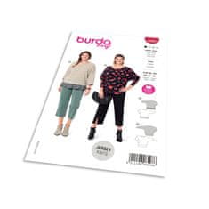 Burda Strih Burda 6098 - Voľné tričko s 3/4 rukávom pre plnoštíhle