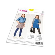 Burda Strih Burda 9356 - Detská džínsová sukňa, laclové šaty, sukne s trakmi