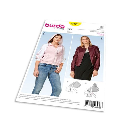 Burda Strih Burda 6478 - Bomber, bunda s kapucňou