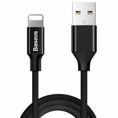 shumee Látkový opletený kábel USB - iPhone Lightning 1,8m - čierny