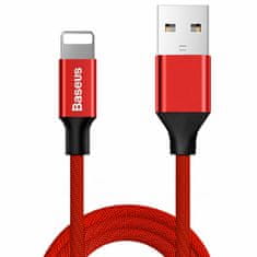 shumee Látkový opletený kábel USB - iPhone Lightning 1,8m - červený