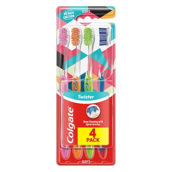 Colgate Mäkká zubná kefka Twister Design Edition 4 ks