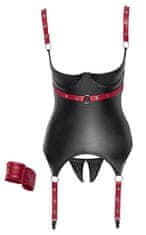 Cottelli Collection Asmona Basque Set (Black/Red), dámsky korzet s bondage XL