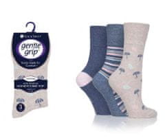 Gentle Grip Dámske módne 3 páry ponožky Gentle Grip RAINY DAYS voľný zdravotný lem