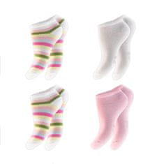 Footstar Detské 4 páry bavlnených členkových ponožiek Prúžkované Farba: Ružová, Veľkosť: 23-26