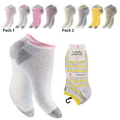 Footstar Dámske 4 páry členkových ponožiek z bavlny s Ružovou a Žltou Farba: Ružová, Veľkosť: 35-38
