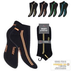 Footstar Pánske 4 páry členkových ponožiek z bavlny Čierne s pruhom Veľkosť: 39-42