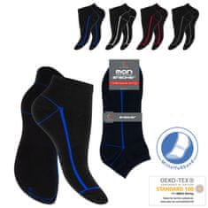 Footstar Pánske 4 páry členkových bavlnených ponožiek Čierne s pruhom Veľkosť: 39-42