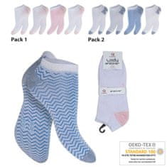 Footstar Dámske 4 páry členkových bavlnených ponožiek Zig Zag pruhy Farba: Ružová, Veľkosť: 35-38