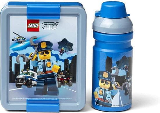 Svačinový set LEGO City (láhev a box) - modrá