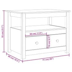 Vidaxl Konferenčný stolík biely 71x49x55 cm borovicový masív