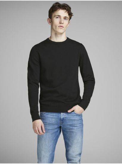 Jack&Jones Čierny basic sveter Jack & Jones Basic