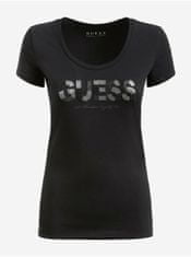 Guess Guess čierne tričko Glitter Logo S