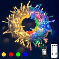 KIK  KX5234 Vianočné osvetlenie 100 LED, teplá biela, mulicolor, diaľkové ovládanie 10m