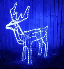 Foxter  Vianočné LED Sob s pohyblivou hlavou, 130 cm modrá
