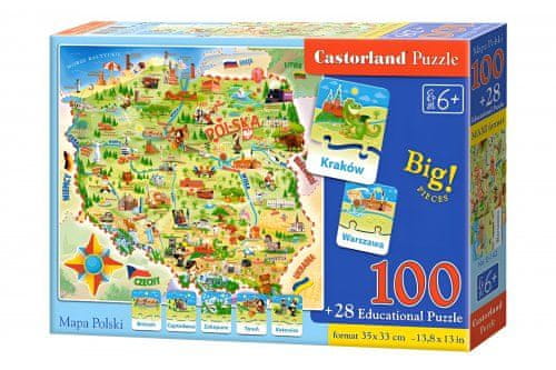 Castorland  Puzzle Vzdelávacia mapa Poľsko 100 dielikov + 28 náučných dielov