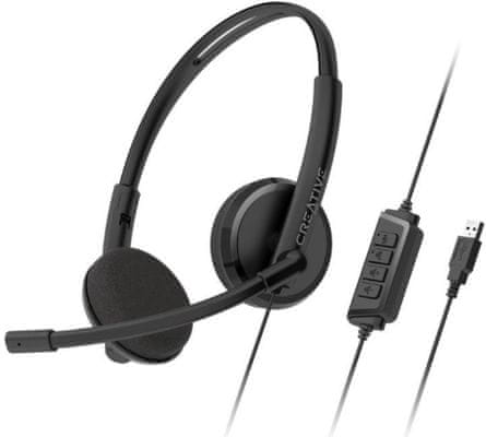moderné komunikačné slúchadlá creative HS-220 skvelý zvuk výkonné meniče kábel pre pripojenie pohodlné na ušiach ľahučké